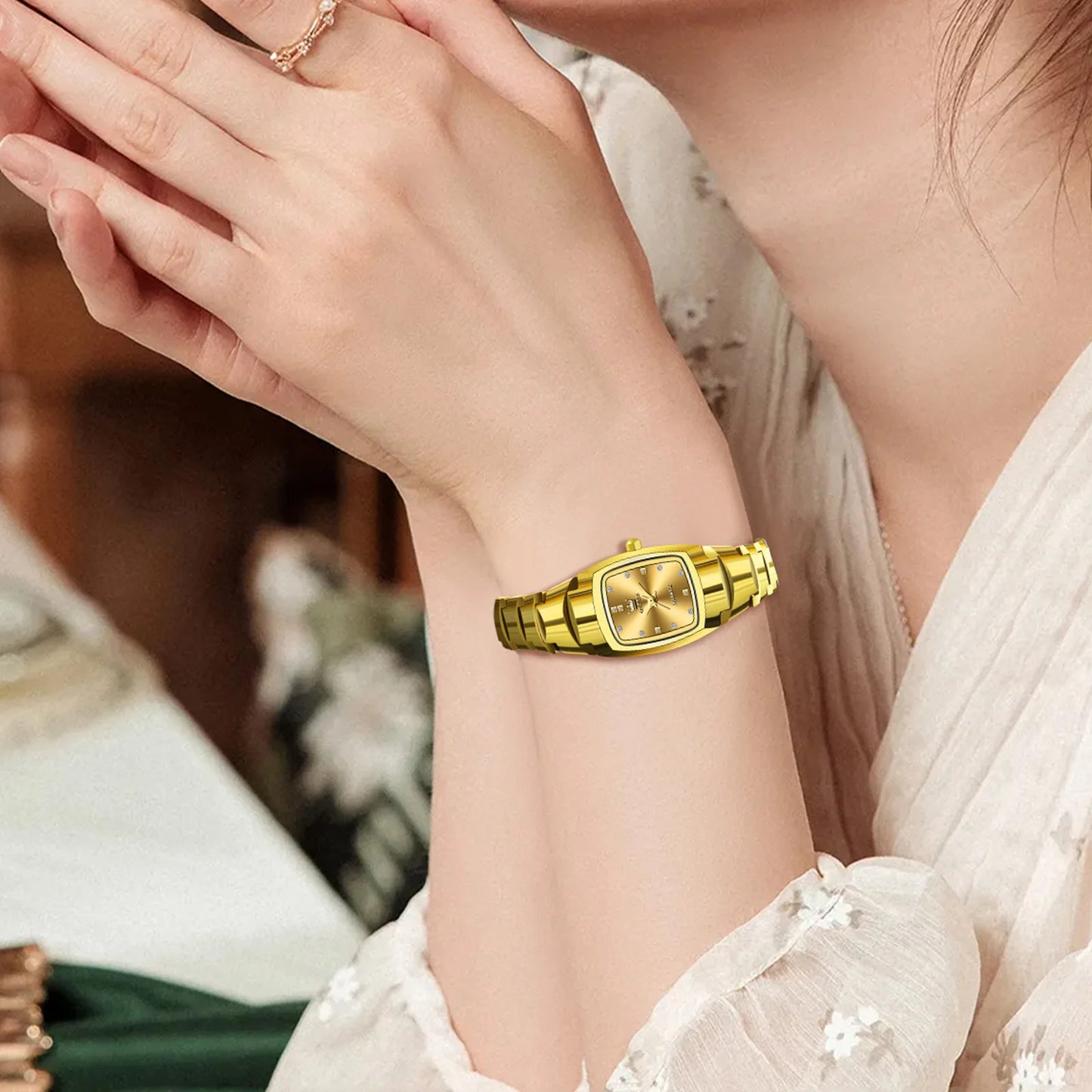 OLEVS Ladies Waterproof Watch Gold Luxury Stainless Steel Women Watches Creative Fashion Original Elegant Quartz Wristwatch.