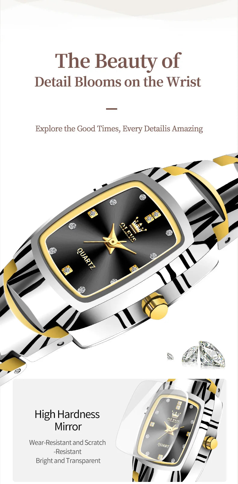 OLEVS Ladies Waterproof Watch Gold Luxury Stainless Steel Women Watches Creative Fashion Original Elegant Quartz Wristwatch.