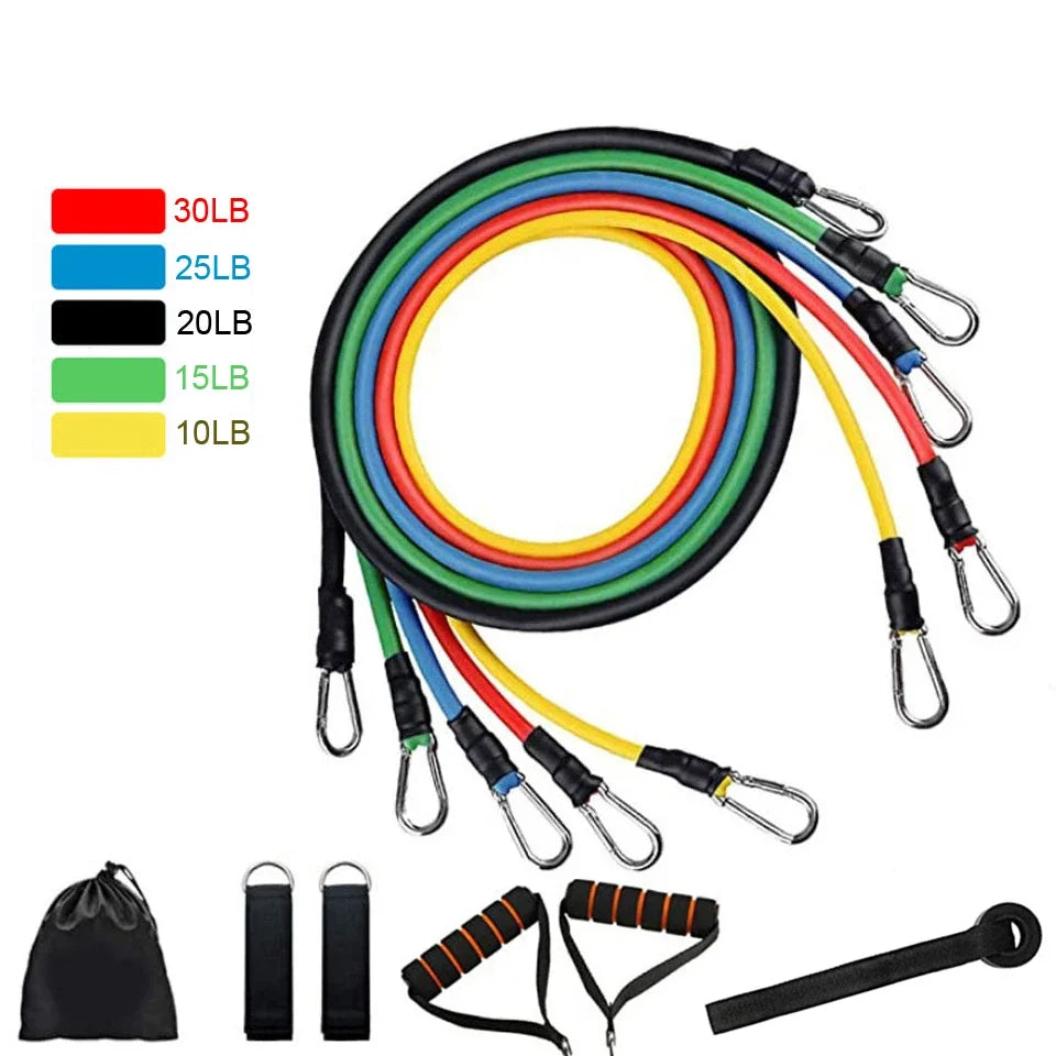 LOOGDEEL 11PCS/Set Resistance Bands Pedal Exercise Body Training Workout Women and Men Fitness Yoga Pull Rope Exercises Latex Tubes.