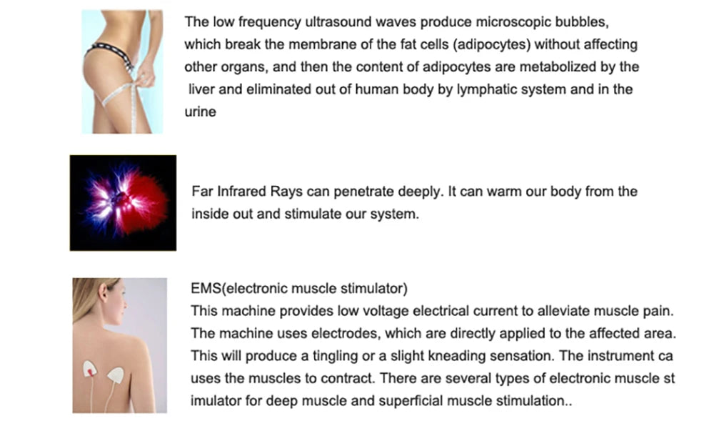 3 in 1 Cavitation Ultrasonic Machine Weight Loss Microcurrent EMS Body Slimming Massager Fat Burner Cream Gel