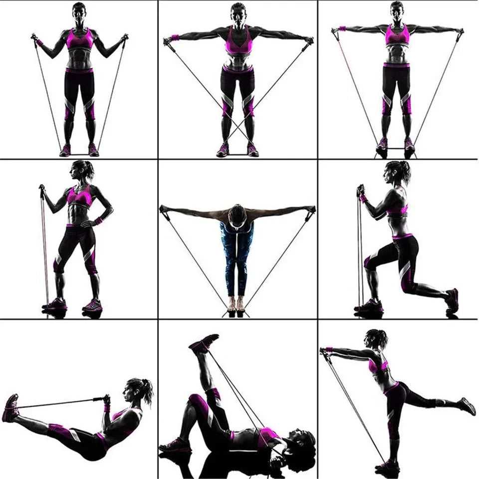 LOOGDEEL 11PCS/Set Resistance Bands Pedal Exercise Body Training Workout Women and Men Fitness Yoga Pull Rope Exercises Latex Tubes.