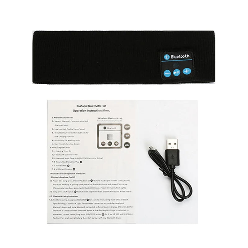 Man & Women Headphone Bluetooth-Compatible Wireless Music Sport Headbands Soft Eye Mask Headset with Mic Yoga Hair Bands.
