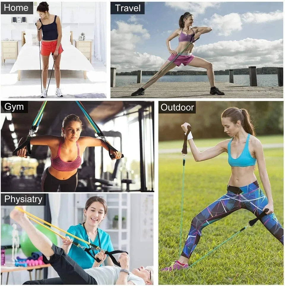 LOOGDEEL 11PCS/Set Resistance Bands Pedal Exercise Body Training Workout Women and Men Fitness Yoga Pull Rope Exercises Latex Tubes.