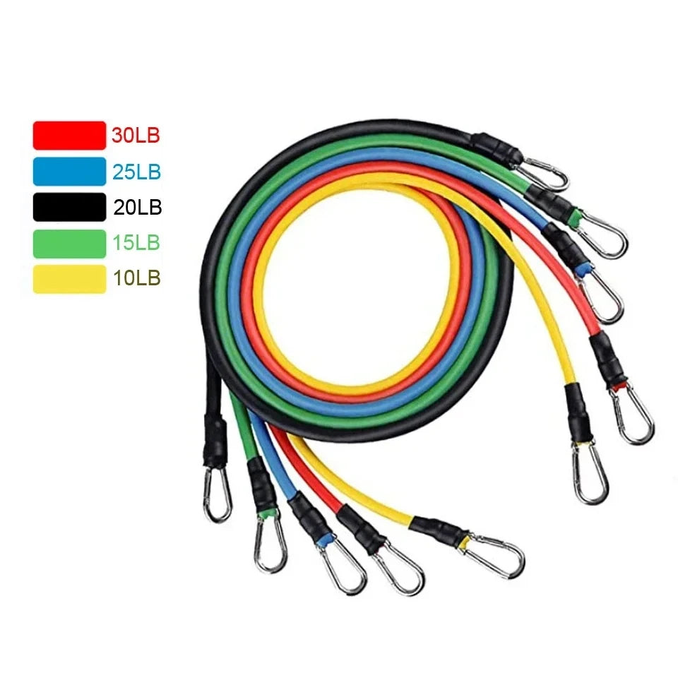 LOOGDEEL 11PCS/Set Resistance Bands Pedal Exercise Body Training Workout Women and Men Fitness Yoga Pull Rope Exercises Latex Tubes.