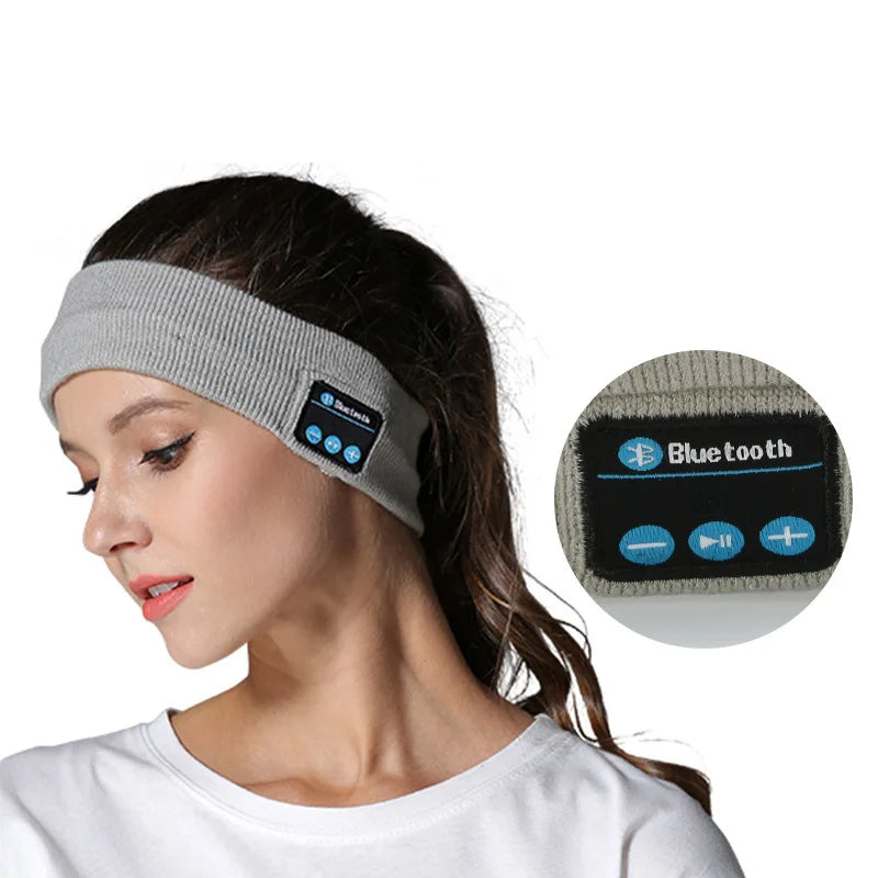 Man & Women Headphone Bluetooth-Compatible Wireless Music Sport Headbands Soft Eye Mask Headset with Mic Yoga Hair Bands.
