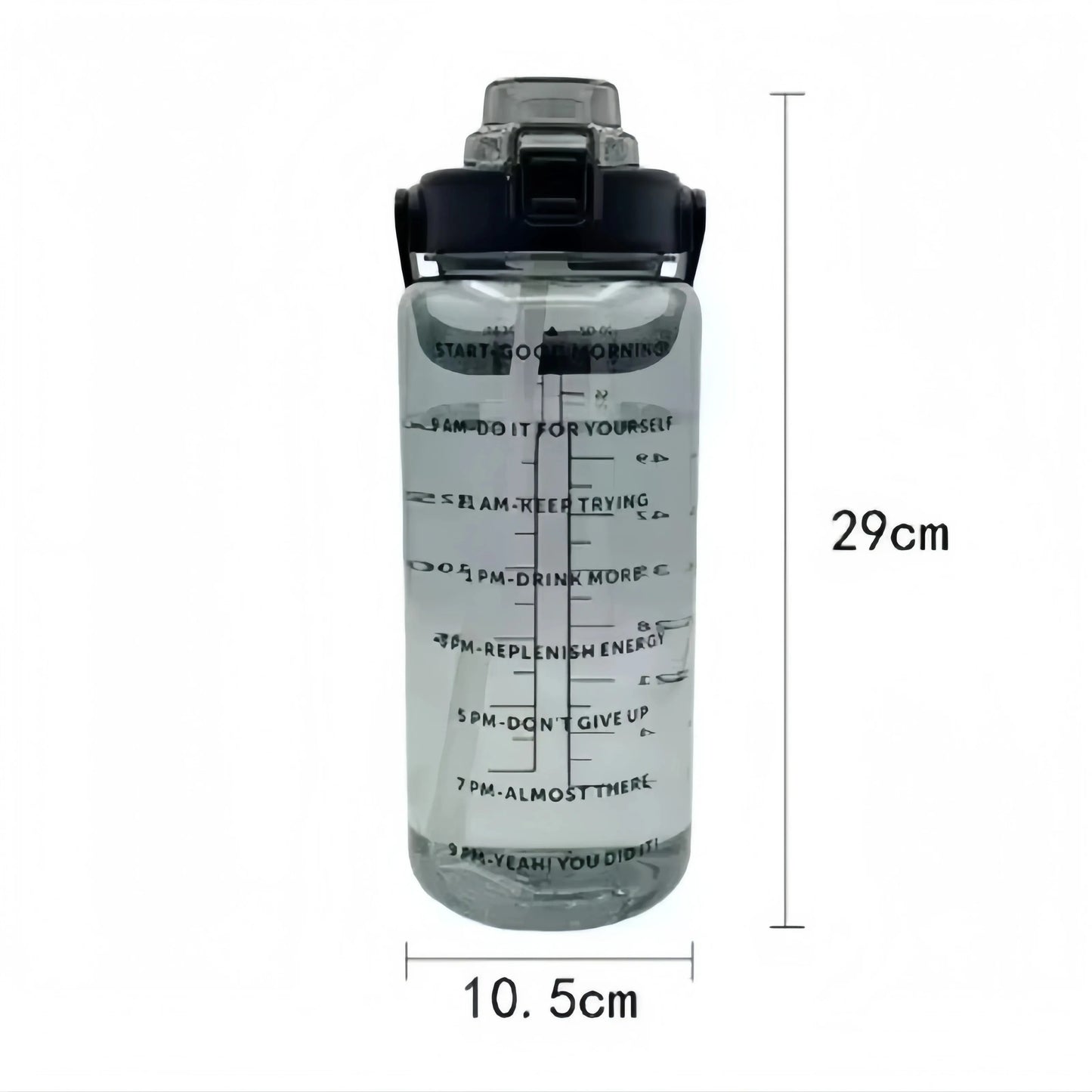 2L Large Capacity Plastic Straw Water Cup Drink Bottle Portable Handheld Water Bottle With Time Marker For Outdoor Sports Gym