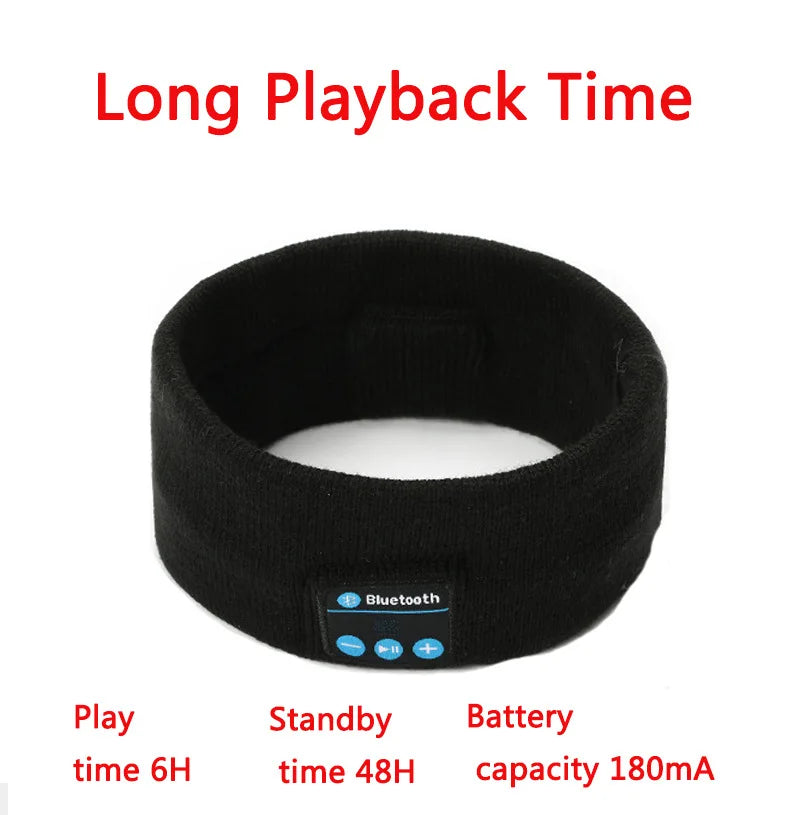 Man & Women Headphone Bluetooth-Compatible Wireless Music Sport Headbands Soft Eye Mask Headset with Mic Yoga Hair Bands.