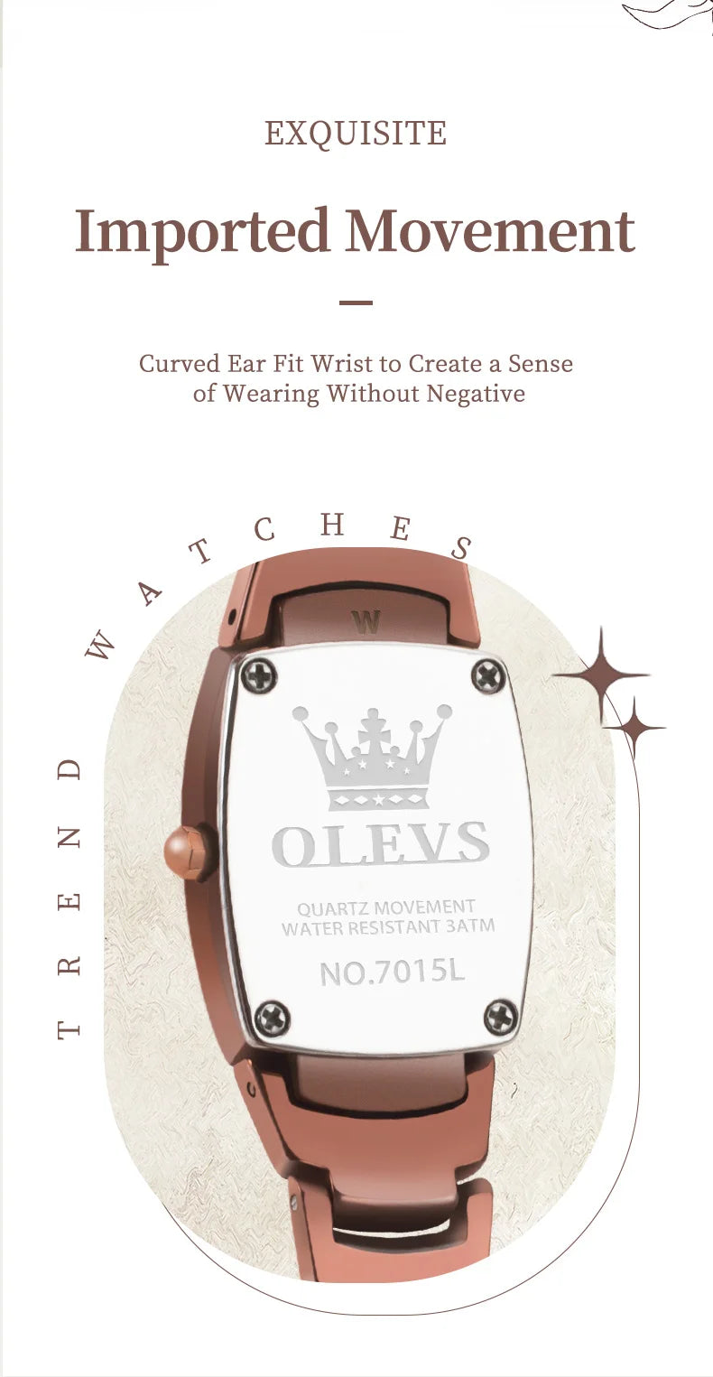 OLEVS Ladies Waterproof Watch Gold Luxury Stainless Steel Women Watches Creative Fashion Original Elegant Quartz Wristwatch.