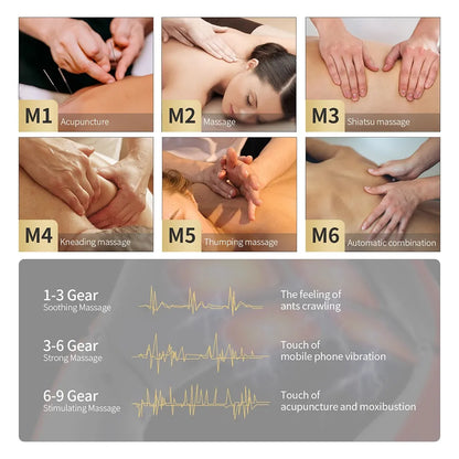 6 Heads Smart Electric Neck and Back Pulse Massager TENS Wireless
