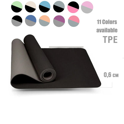 Yoga Mat, Double-Sided Non Slip Eco Friendly Fitness Exercise Mat with Strap TPE Yoga Mats for Women Men.