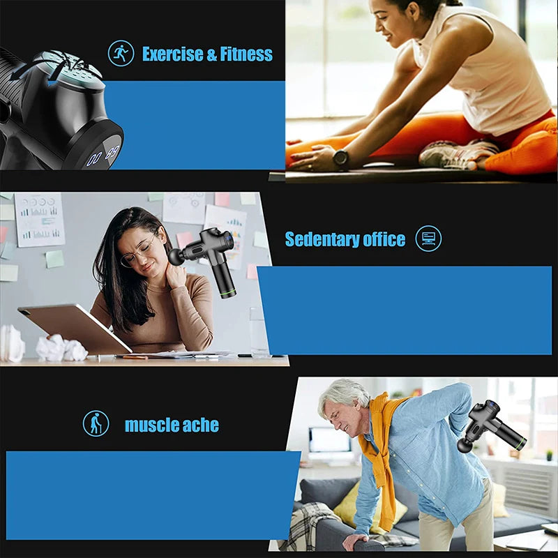 Fascial Massage Gun Electric Waist and Back Massager High-Frequency Vibration  Muscle Relaxation Electric Shoulder Massage Gun