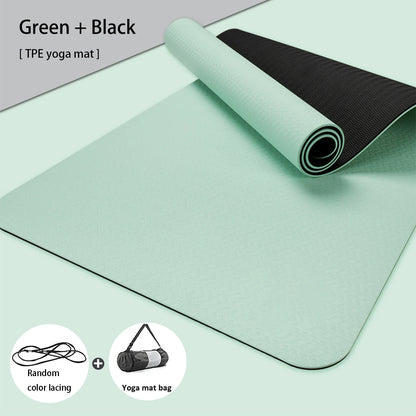 Yoga Mat, Double-Sided Non Slip Eco Friendly Fitness Exercise Mat with Strap TPE Yoga Mats for Women Men.