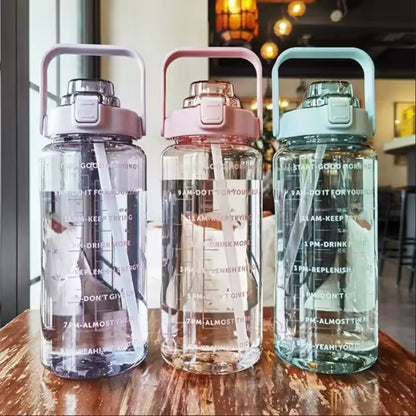 2 Liters Straw Plastic Water Bottle Large Portable Travel Bottle Sports Fitness High Value.