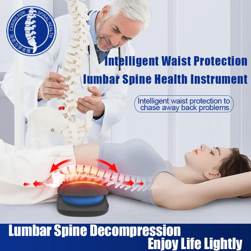 Electric Lumbar Traction Massager for Pain Relief  Adjustable Intensity  Vibration Intelligent Inflatable Back Posture Corrector