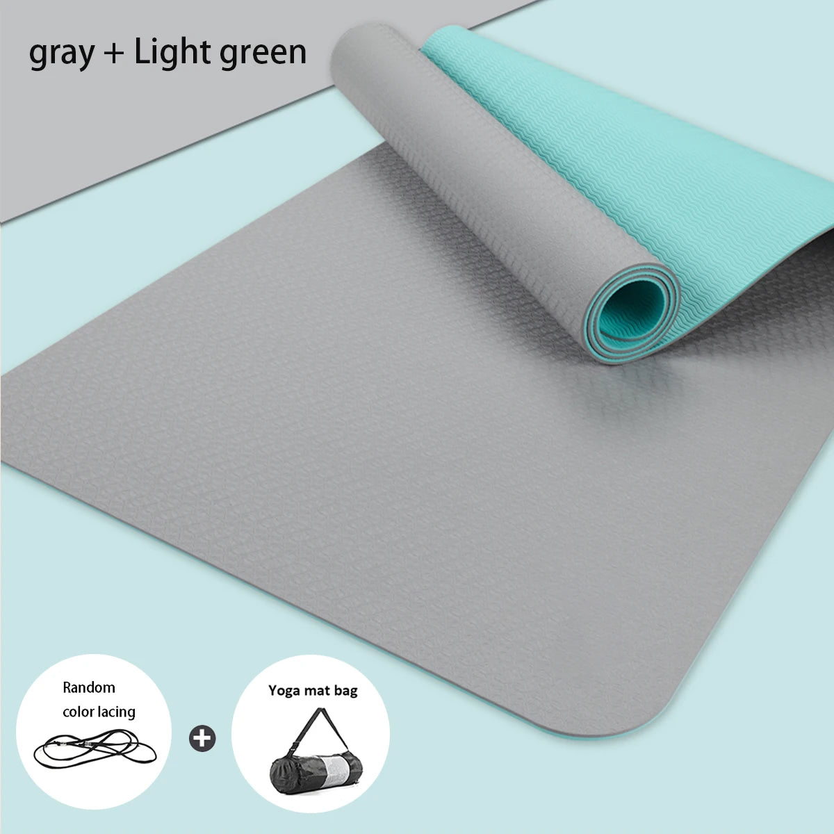 Yoga Mat, Double-Sided Non Slip Eco Friendly Fitness Exercise Mat with Strap TPE Yoga Mats for Women Men.