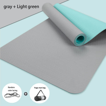 Yoga Mat, Double-Sided Non Slip Eco Friendly Fitness Exercise Mat with Strap TPE Yoga Mats for Women Men.