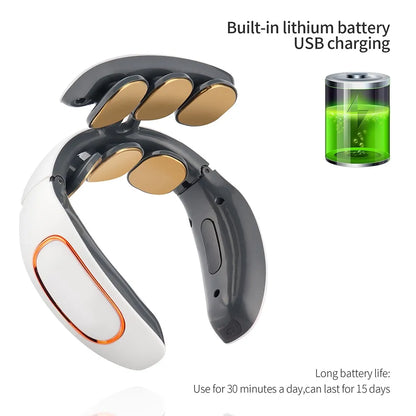6 Heads Smart Electric Neck and Back Pulse Massager TENS Wireless