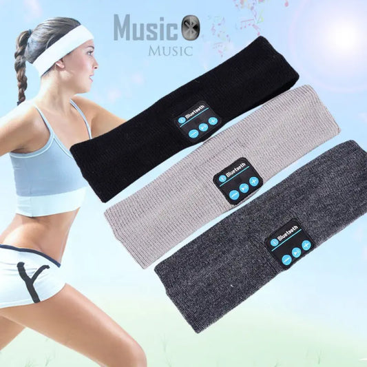 Man & Women Headphone Bluetooth-Compatible Wireless Music Sport Headbands Soft Eye Mask Headset with Mic Yoga Hair Bands.