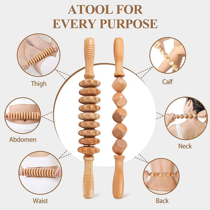 Wood Therapy Massage Tools Wooden  Massager Kit for Anticellulite, Body Contouring, Muscle Relax