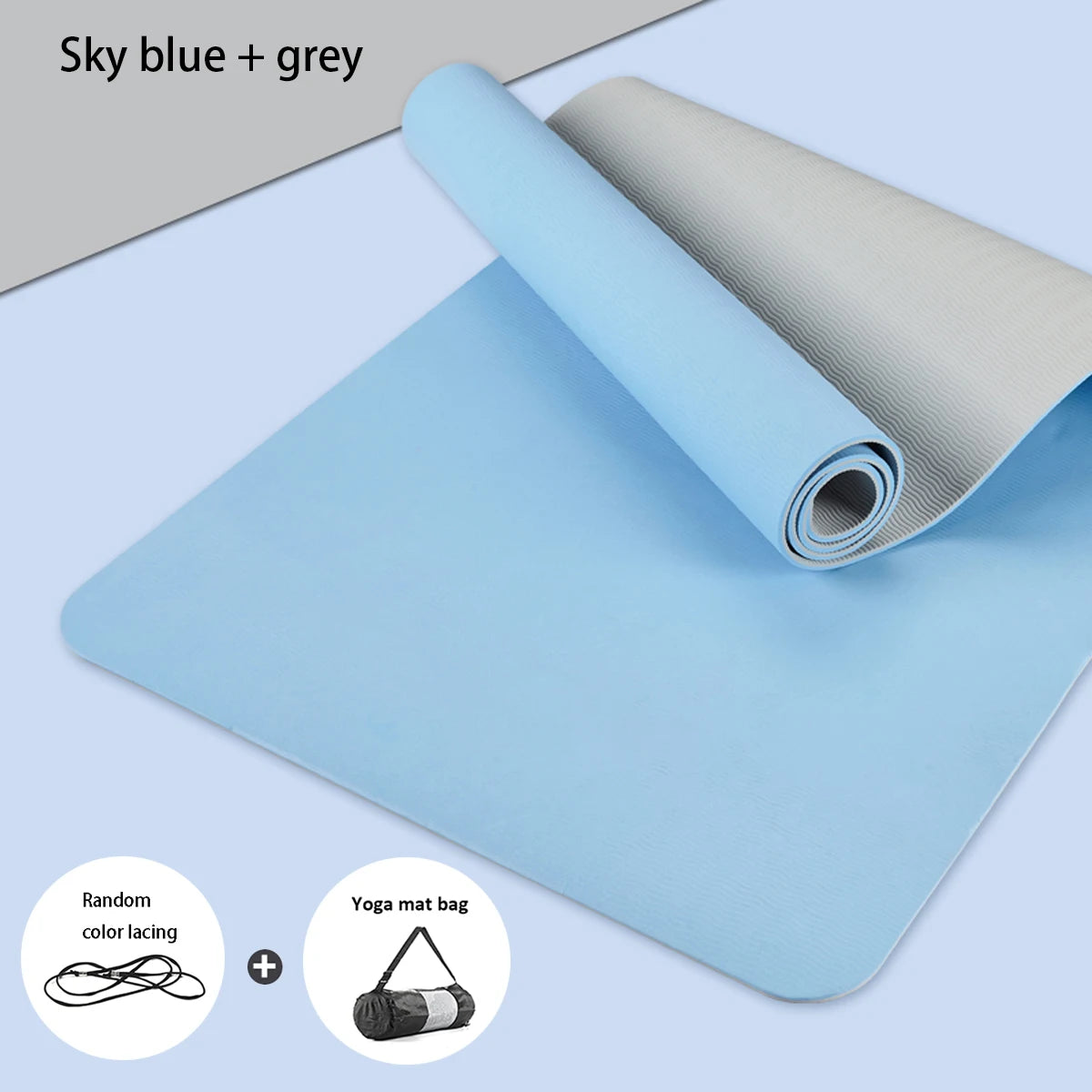 Yoga Mat, Double-Sided Non Slip Eco Friendly Fitness Exercise Mat with Strap TPE Yoga Mats for Women Men.