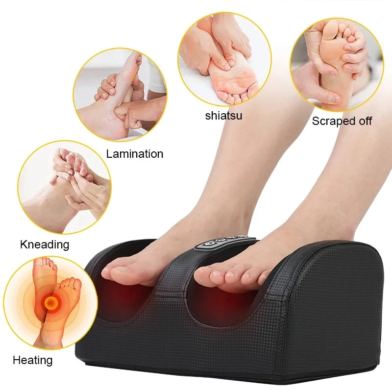 Electric Foot Massager Heated Roller Calf Deep Tissue Shiatsu Kneading Body Massage Relaxed Muscles Health Care.