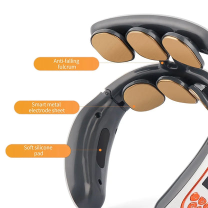 6 Heads Smart Electric Neck and Back Pulse Massager TENS Wireless