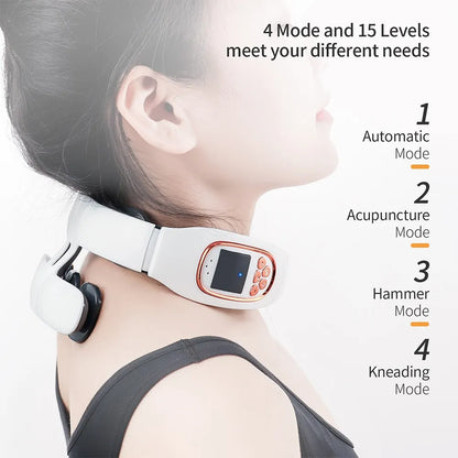 6 Heads Smart Electric Neck and Back Pulse Massager TENS Wireless