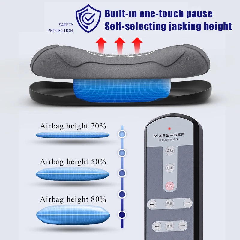 Electric Lumbar Traction Massager for Pain Relief  Adjustable Intensity  Vibration Intelligent Inflatable Back Posture Corrector