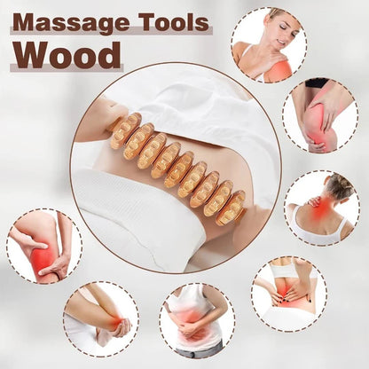 Wood Therapy Massage Tools Wooden  Massager Kit for Anticellulite, Body Contouring, Muscle Relax