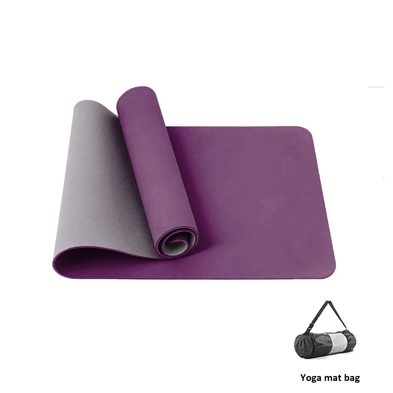 Yoga Mat, Double-Sided Non Slip Eco Friendly Fitness Exercise Mat with Strap TPE Yoga Mats for Women Men.
