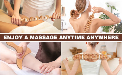 Wood Therapy Massage Tools Wooden  Massager Kit for Anticellulite, Body Contouring, Muscle Relax