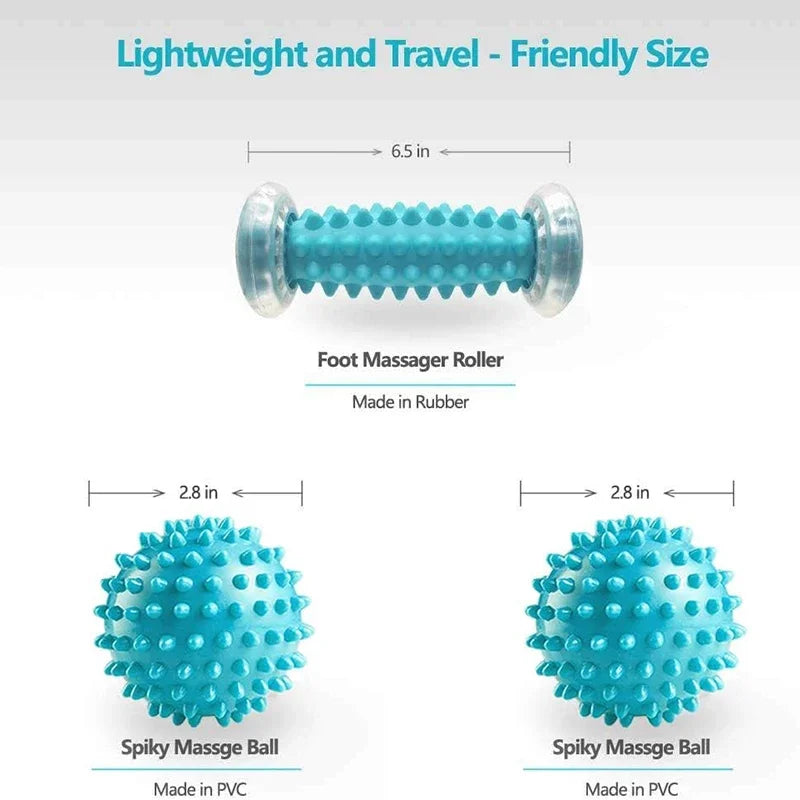 Foot Massager Massage Roller Yoga Massage Ball Plantar Fascia Roller Muscle Relaxation Sports Fitness Body Exercise Set
