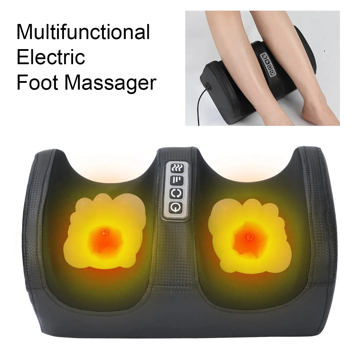 Electric Foot Massager Heated Roller Calf Deep Tissue Shiatsu Kneading Body Massage Relaxed Muscles Health Care.