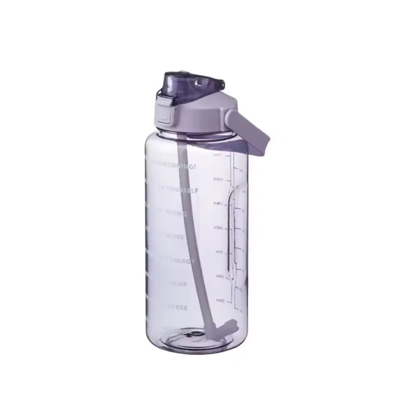 2 Liters Straw Plastic Water Bottle Large Portable Travel Bottle Sports Fitness High Value.