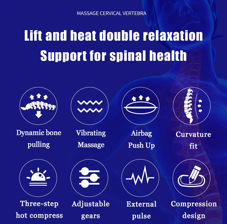 Electric Lumbar Traction Massager for Pain Relief  Adjustable Intensity  Vibration Intelligent Inflatable Back Posture Corrector