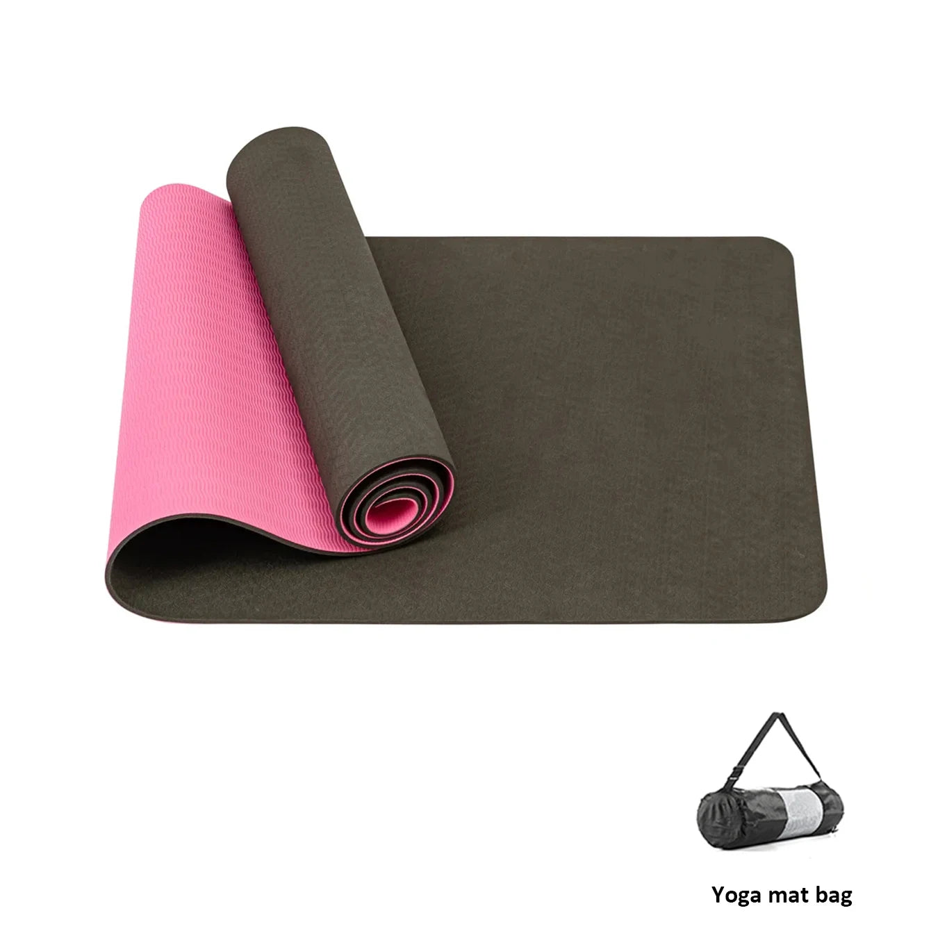 Yoga Mat, Double-Sided Non Slip Eco Friendly Fitness Exercise Mat with Strap TPE Yoga Mats for Women Men.