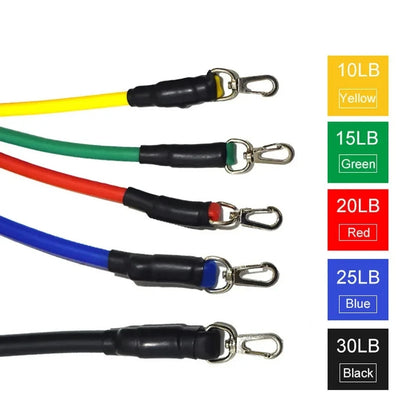 LOOGDEEL 11PCS/Set Resistance Bands Pedal Exercise Body Training Workout Women and Men Fitness Yoga Pull Rope Exercises Latex Tubes.