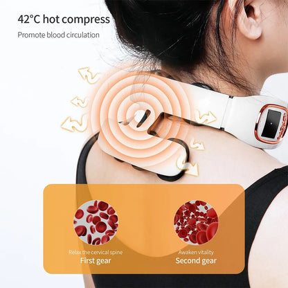 6 Heads Smart Electric Neck and Back Pulse Massager TENS Wireless