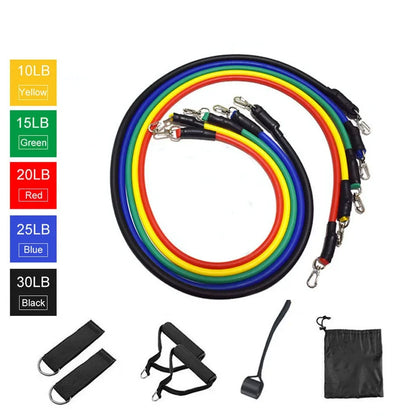 LOOGDEEL 11PCS/Set Resistance Bands Pedal Exercise Body Training Workout Women and Men Fitness Yoga Pull Rope Exercises Latex Tubes.