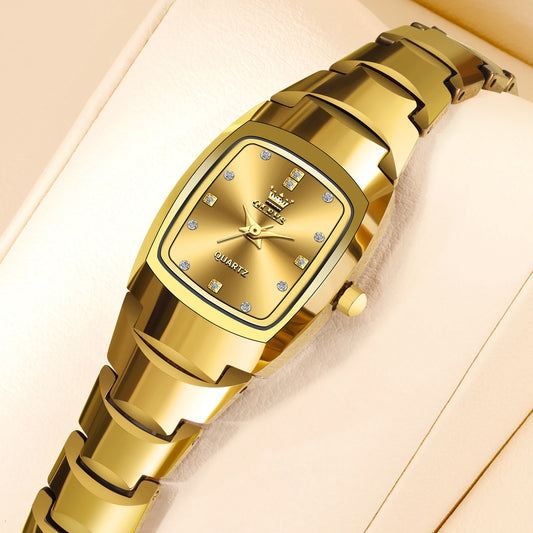 OLEVS Ladies Waterproof Watch Gold Luxury Stainless Steel Women Watches Creative Fashion Original Elegant Quartz Wristwatch.