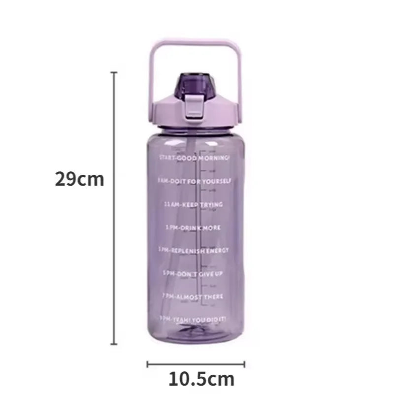 2 Liters Straw Plastic Water Bottle Large Portable Travel Bottle Sports Fitness High Value.